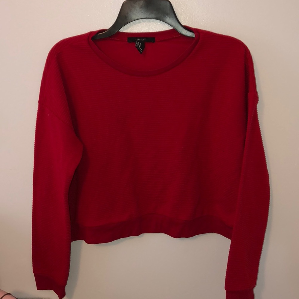 Red long sleeve crop top